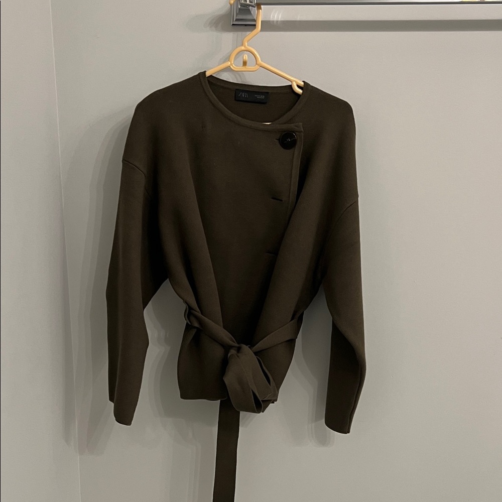 Zara Olive Green Sweater Cardigan